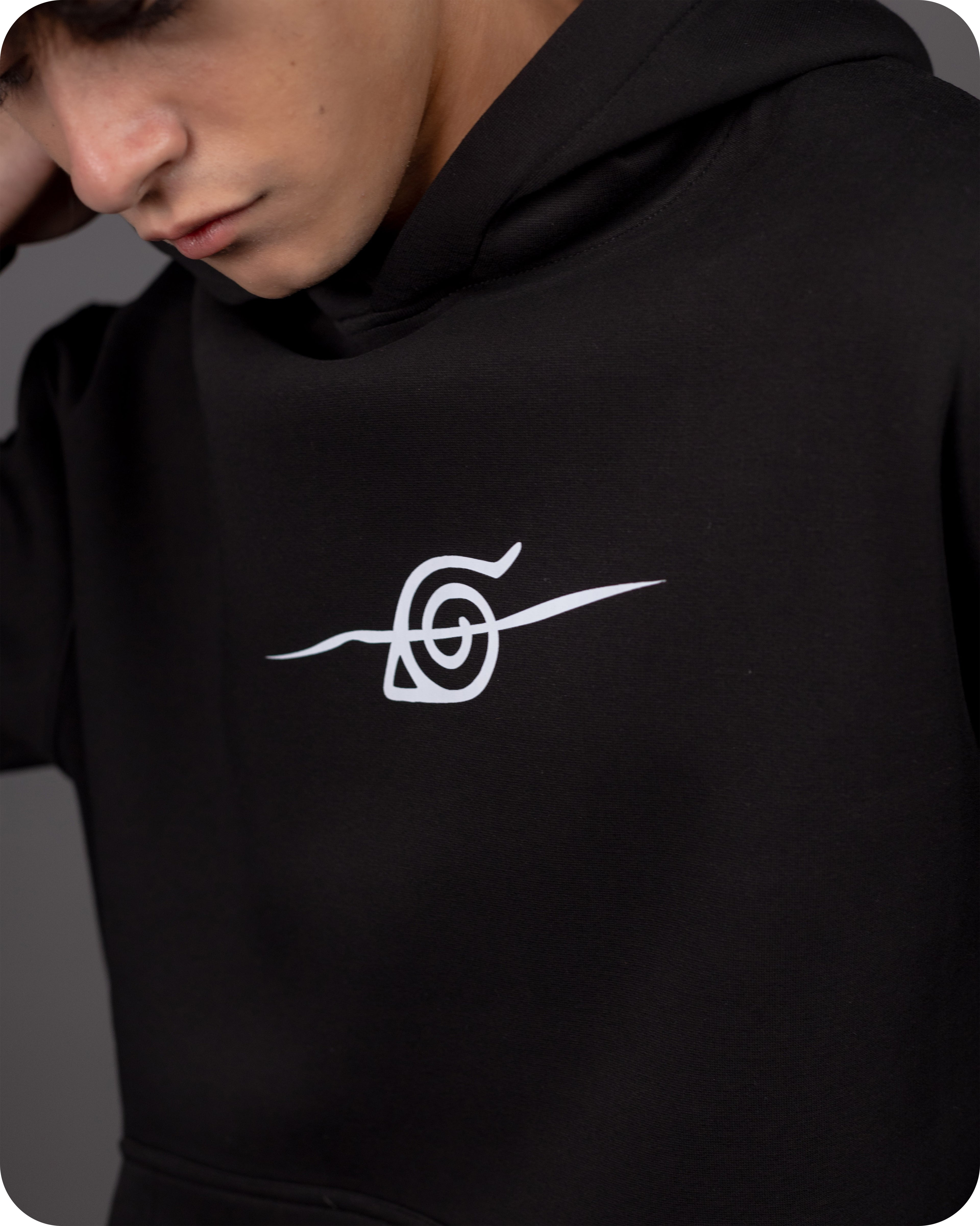 REVER – Oversized Hoodie – Black NARUTO Print – Premium soft fabric, relaxed fit for ultimate comfort and effortless street style.