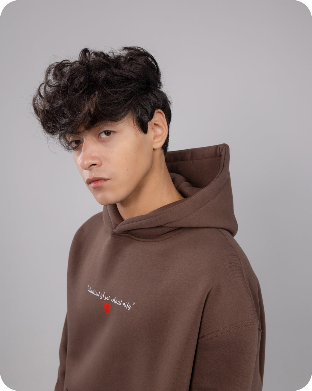 REVER – Oversized Hoodie – Brown PALESTINE Print – Premium soft fabric, relaxed fit for ultimate comfort and effortless street style.