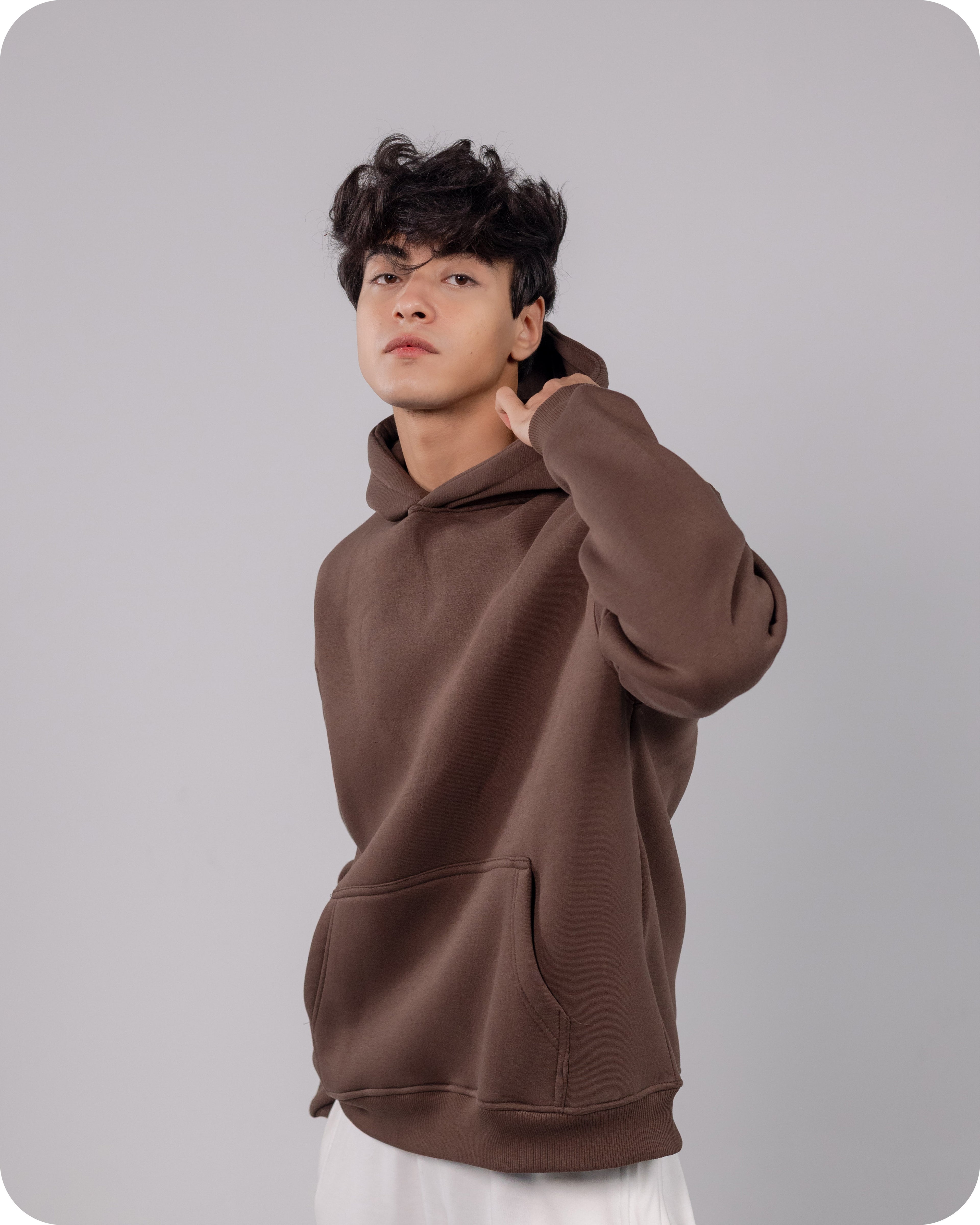 REVER – Oversized Hoodie – Brown PLAIN Hoodie Print – Premium soft fabric, relaxed fit for ultimate comfort and effortless street style.