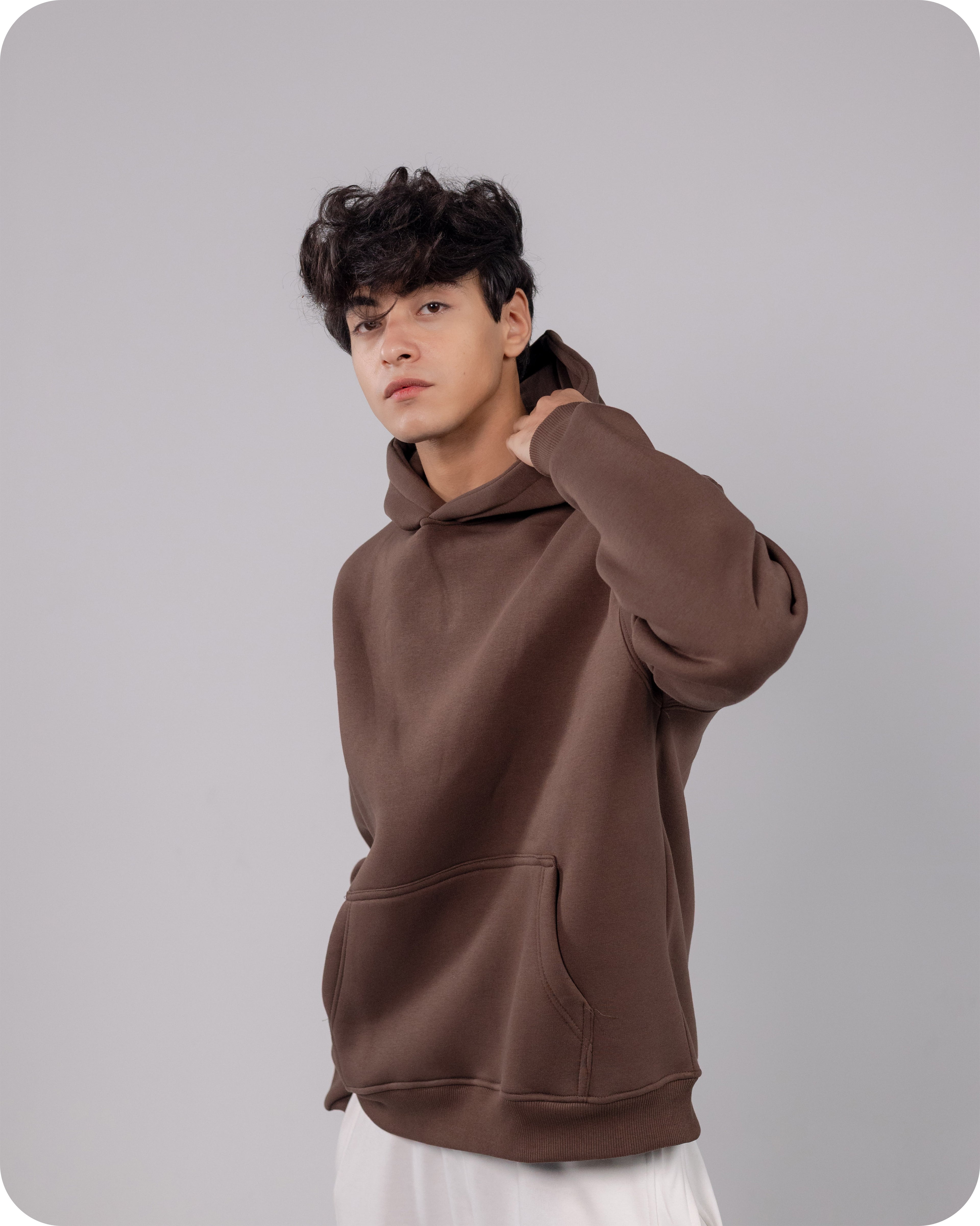 REVER – Oversized Hoodie – Brown PLAIN Hoodie Print – Premium soft fabric, relaxed fit for ultimate comfort and effortless street style.