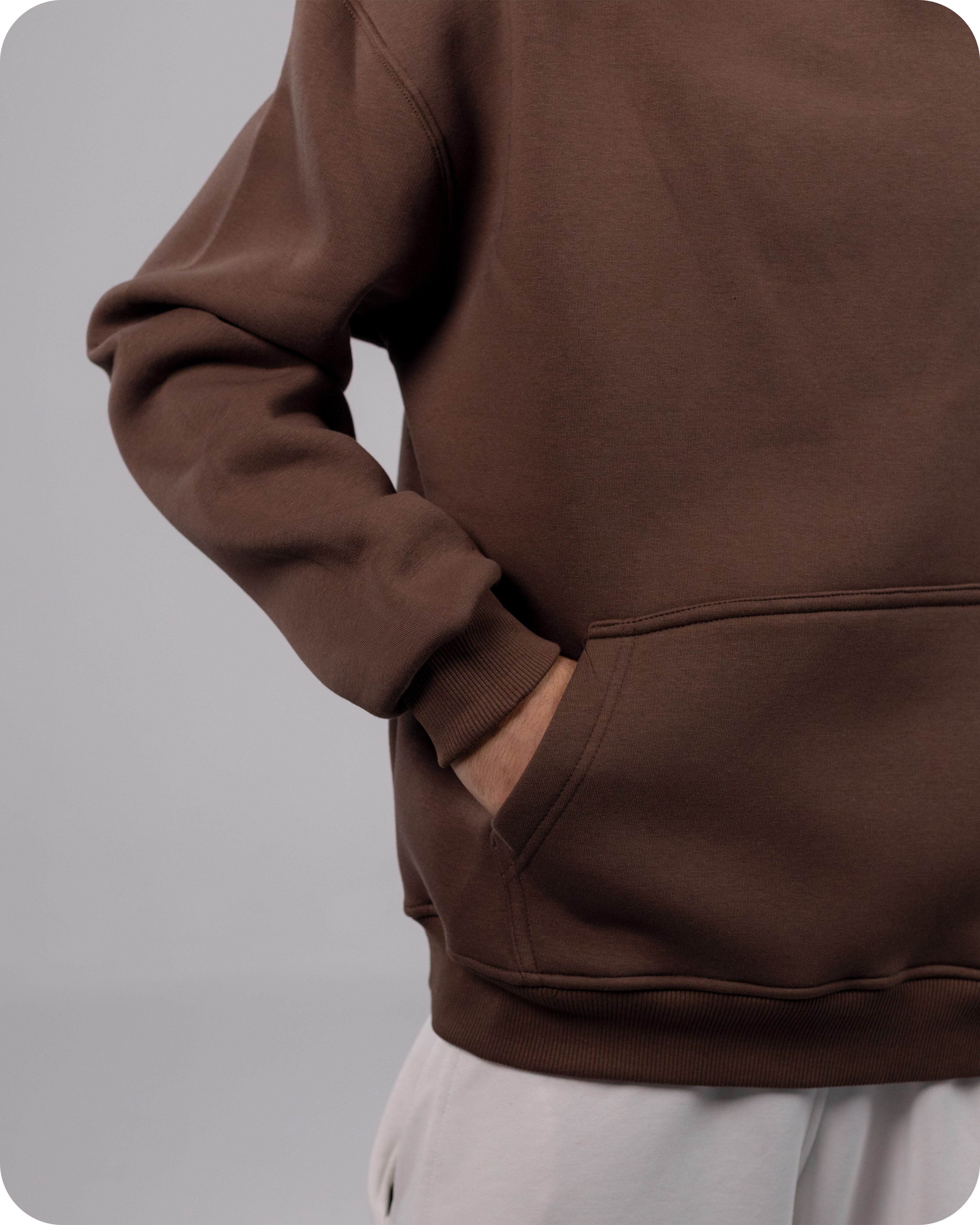 REVER – Oversized Hoodie – Brown PLAIN Hoodie Print – Premium soft fabric, relaxed fit for ultimate comfort and effortless street style.