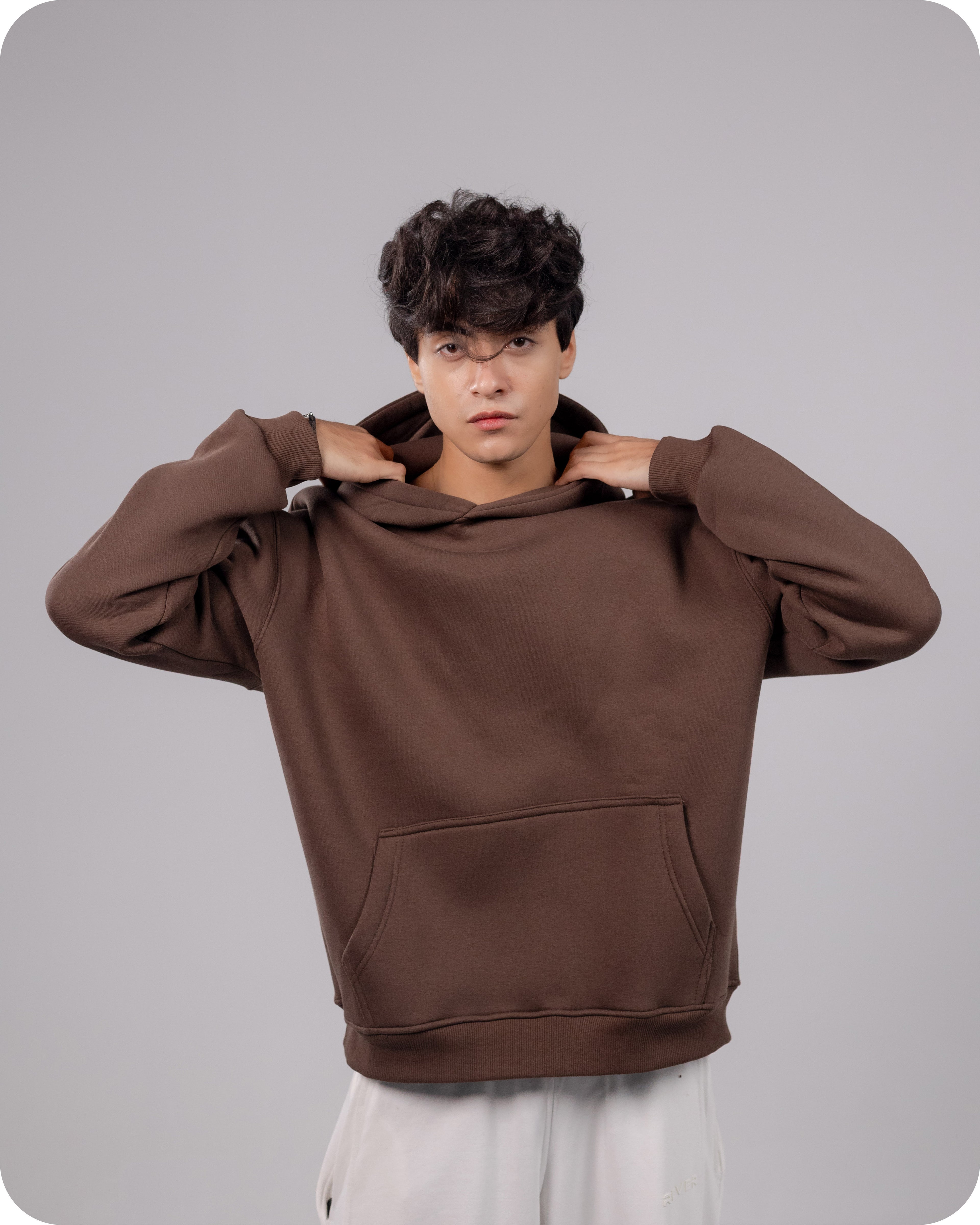 REVER – Oversized Hoodie – Brown PLAIN Hoodie Print – Premium soft fabric, relaxed fit for ultimate comfort and effortless street style.