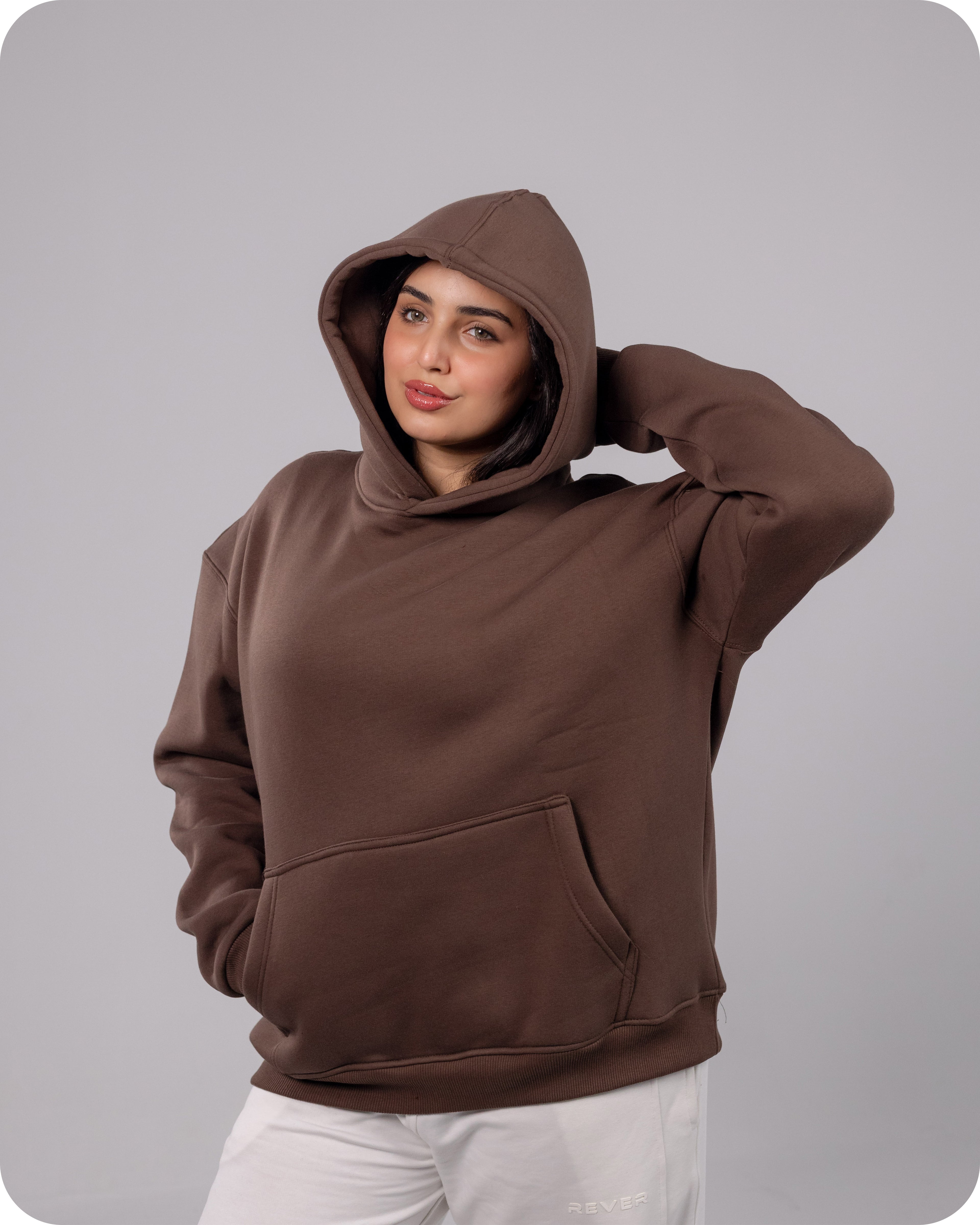 REVER – Oversized Hoodie – Brown PLAIN Hoodie Print – Premium soft fabric, relaxed fit for ultimate comfort and effortless street style.