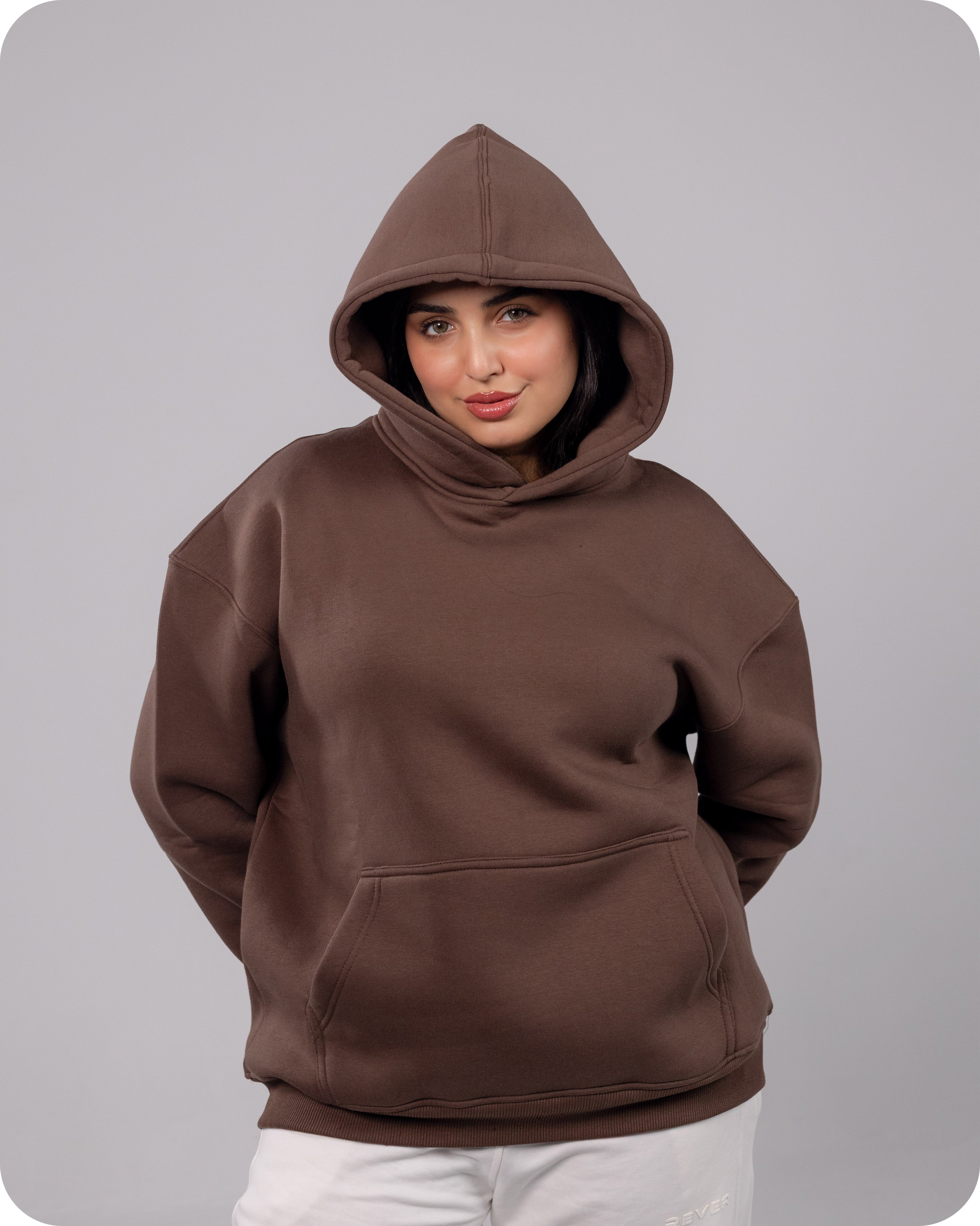 REVER – Oversized Hoodie – Brown PLAIN Hoodie Print – Premium soft fabric, relaxed fit for ultimate comfort and effortless street style.
