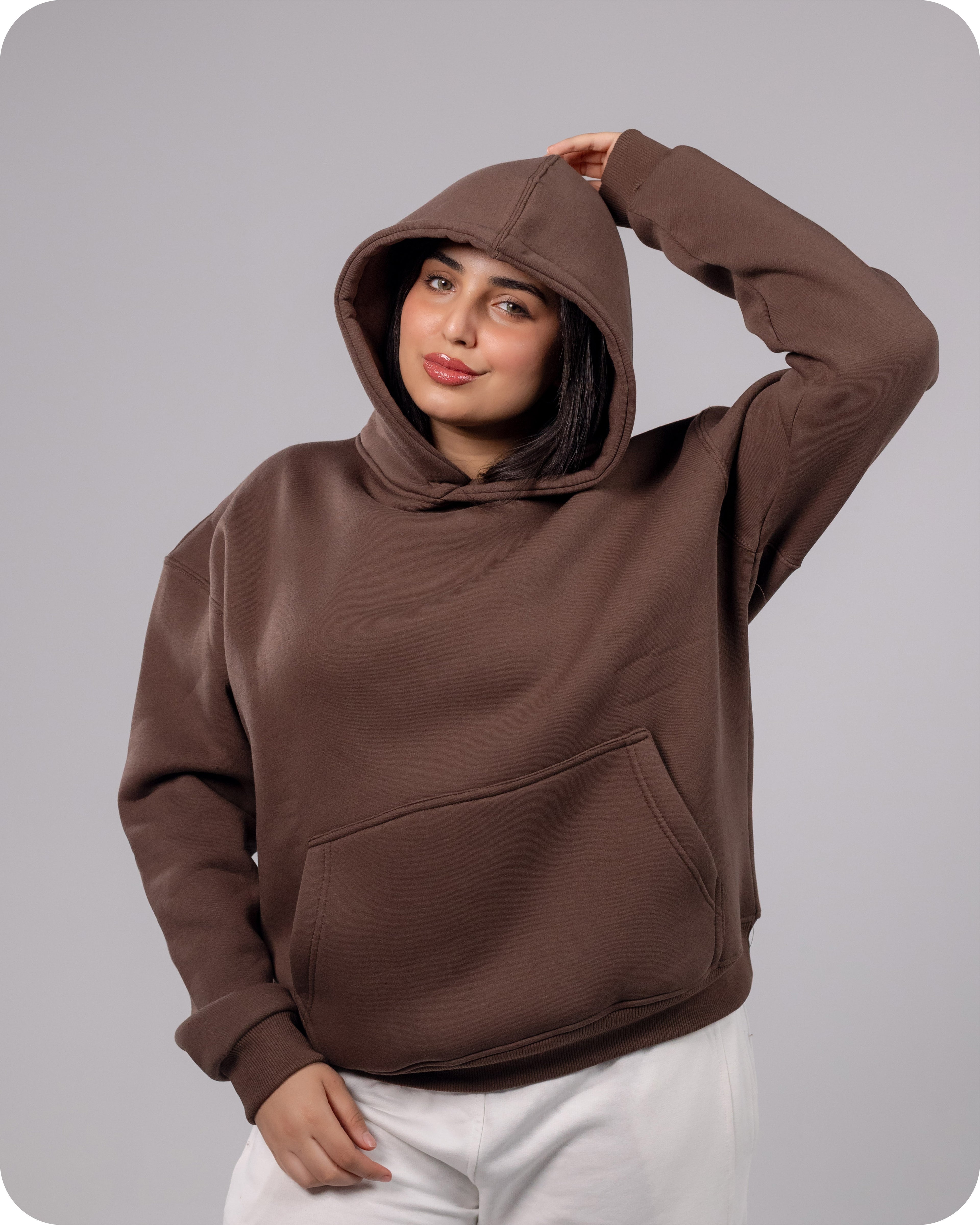 REVER – Oversized Hoodie – Brown PLAIN Hoodie Print – Premium soft fabric, relaxed fit for ultimate comfort and effortless street style.