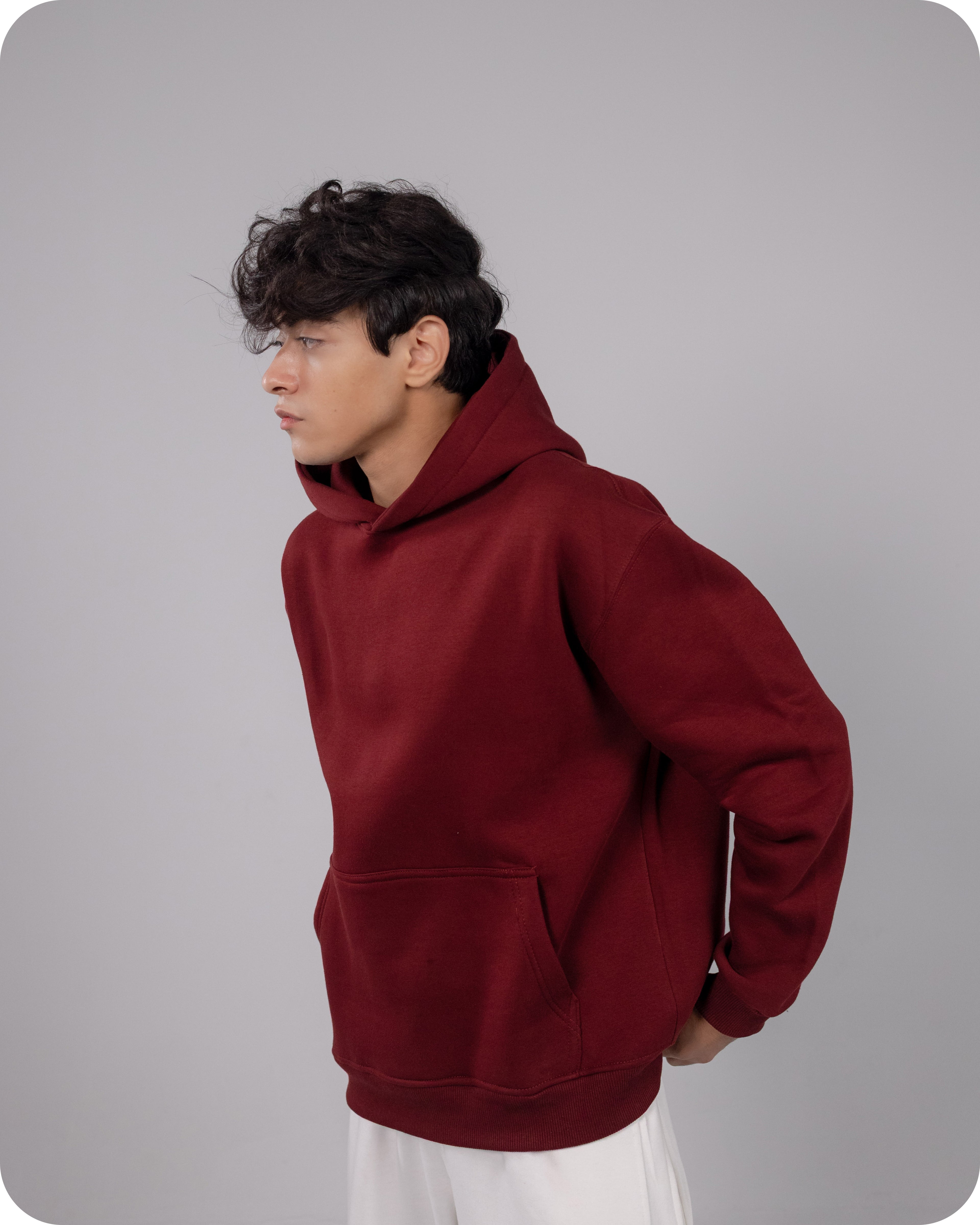 REVER – Oversized Hoodie – Burgundy PLAIN Hoodie Print – Premium soft fabric, relaxed fit for ultimate comfort and effortless street style.