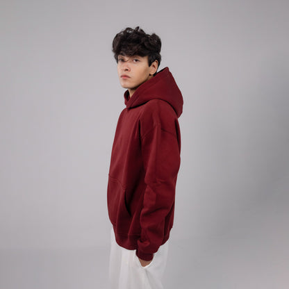 REVER – Oversized Hoodie – Burgundy PLAIN Hoodie Print – Premium soft fabric, relaxed fit for ultimate comfort and effortless street style.