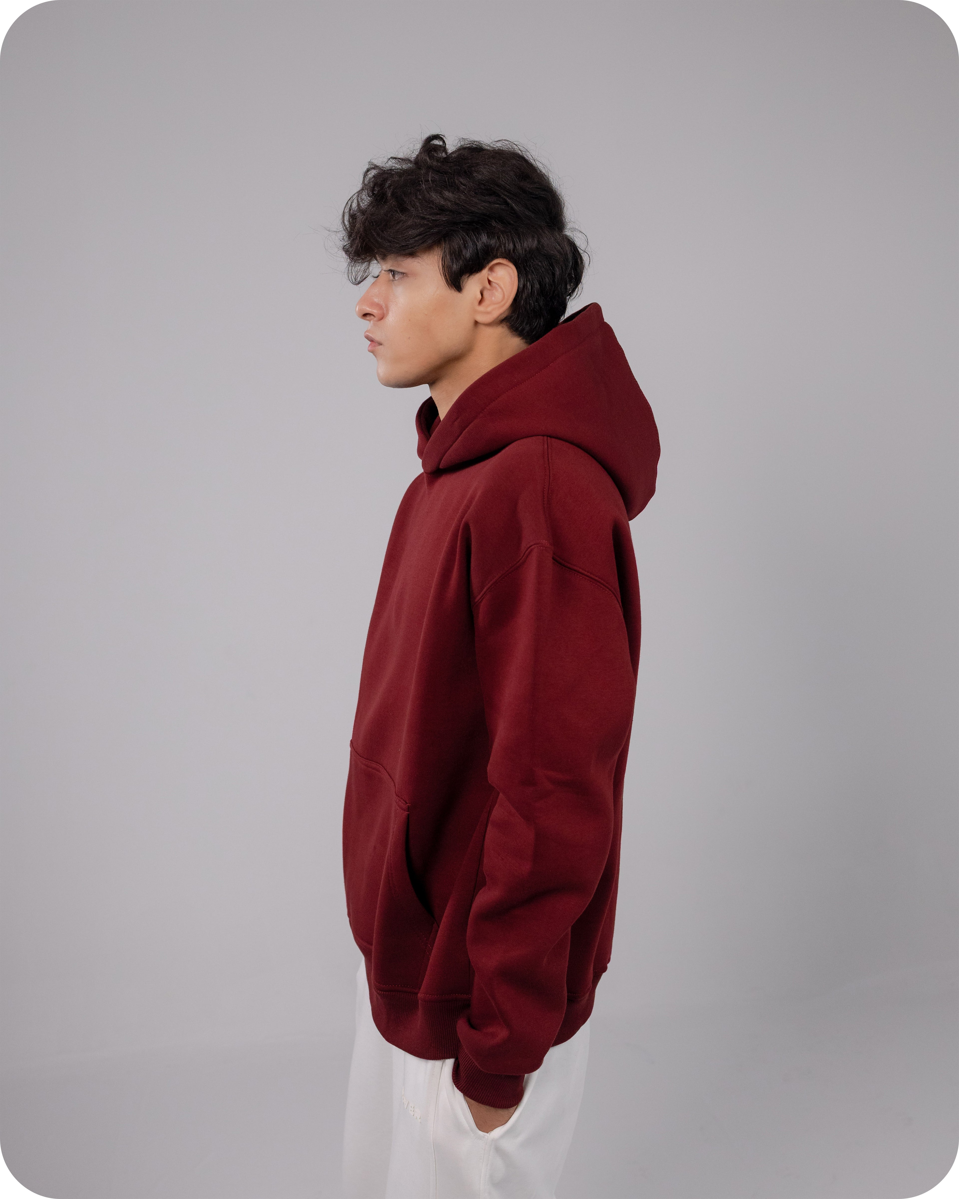 REVER – Oversized Hoodie – Burgundy PLAIN Hoodie Print – Premium soft fabric, relaxed fit for ultimate comfort and effortless street style.
