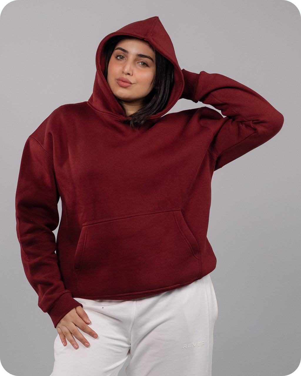 REVER – Oversized Hoodie – Burgundy PLAIN Hoodie Print – Premium soft fabric, relaxed fit for ultimate comfort and effortless street style.