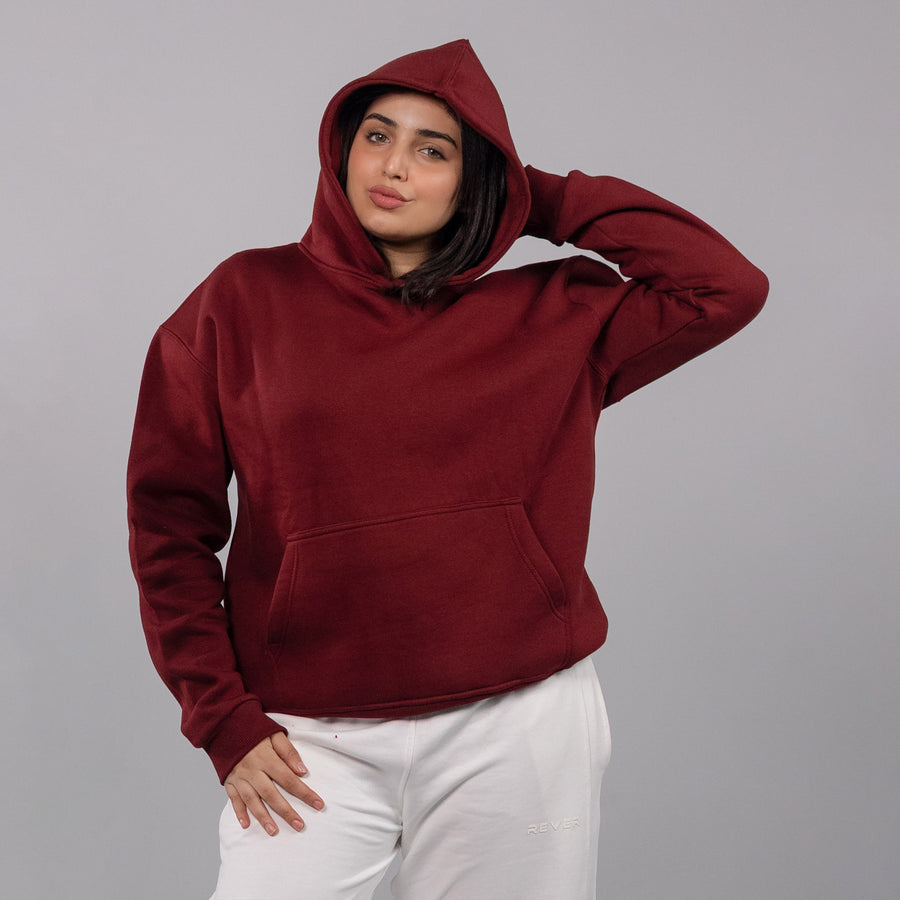 REVER – Oversized Hoodie – Burgundy PLAIN Hoodie Print – Premium soft fabric, relaxed fit for ultimate comfort and effortless street style.