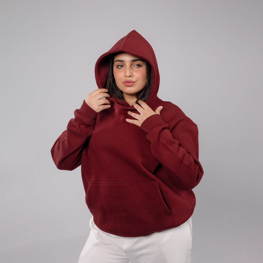 REVER – Oversized Hoodie – Burgundy PLAIN Hoodie Print – Premium soft fabric, relaxed fit for ultimate comfort and effortless street style.