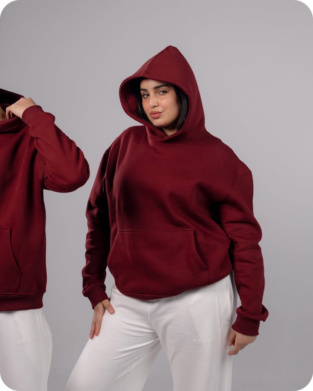 REVER – Oversized Hoodie – Burgundy PLAIN Hoodie Print – Premium soft fabric, relaxed fit for ultimate comfort and effortless street style.
