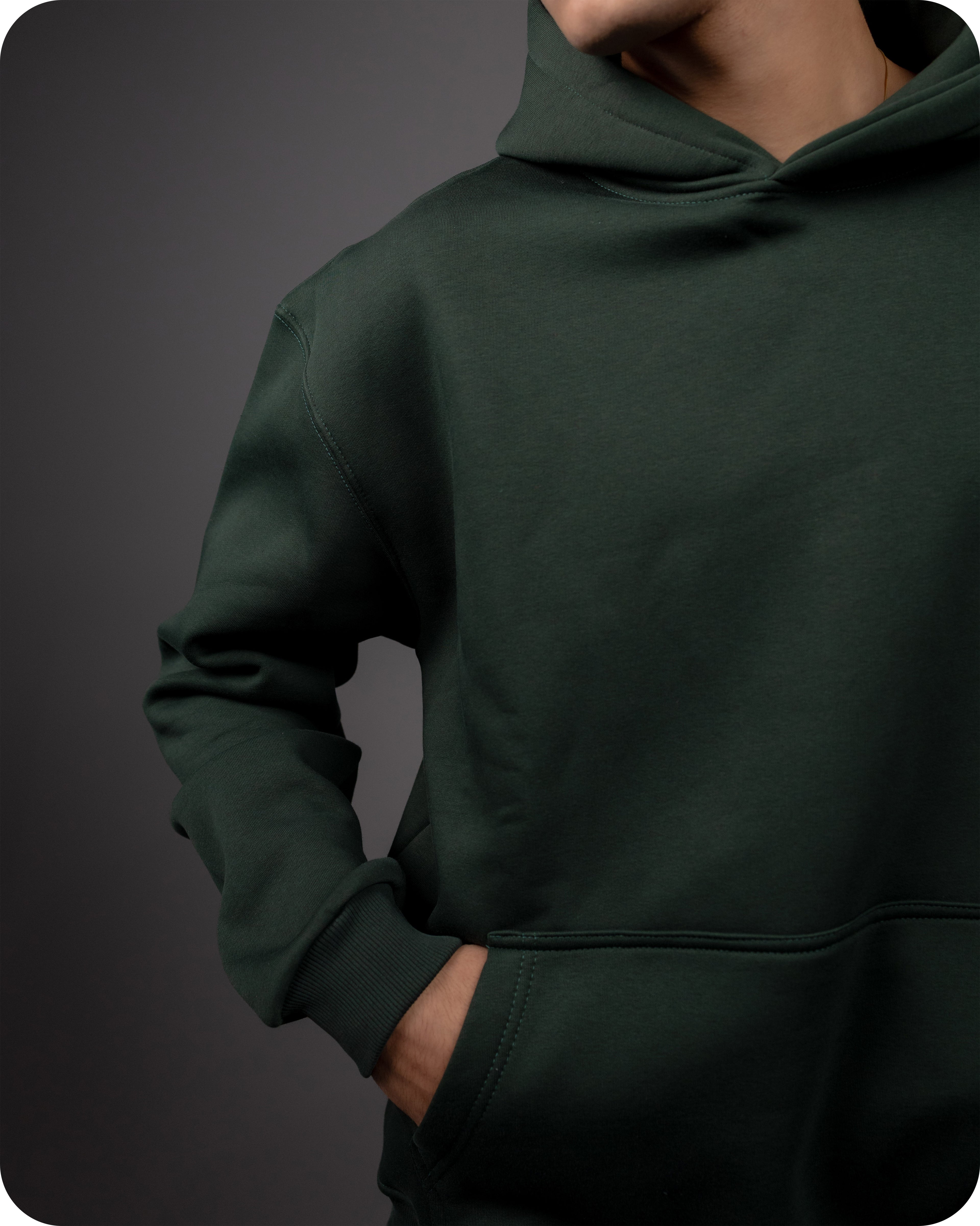 REVER – Oversized Hoodie – Dark Green PLAIN Hoodie Print – Premium soft fabric, relaxed fit for ultimate comfort and effortless street style.