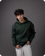 REVER – Oversized Hoodie – Dark Green PLAIN Hoodie Print – Premium soft fabric, relaxed fit for ultimate comfort and effortless street style.