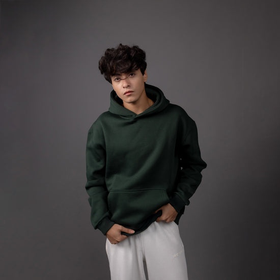 REVER – Oversized Hoodie – Dark Green PLAIN Hoodie Print – Premium soft fabric, relaxed fit for ultimate comfort and effortless street style.