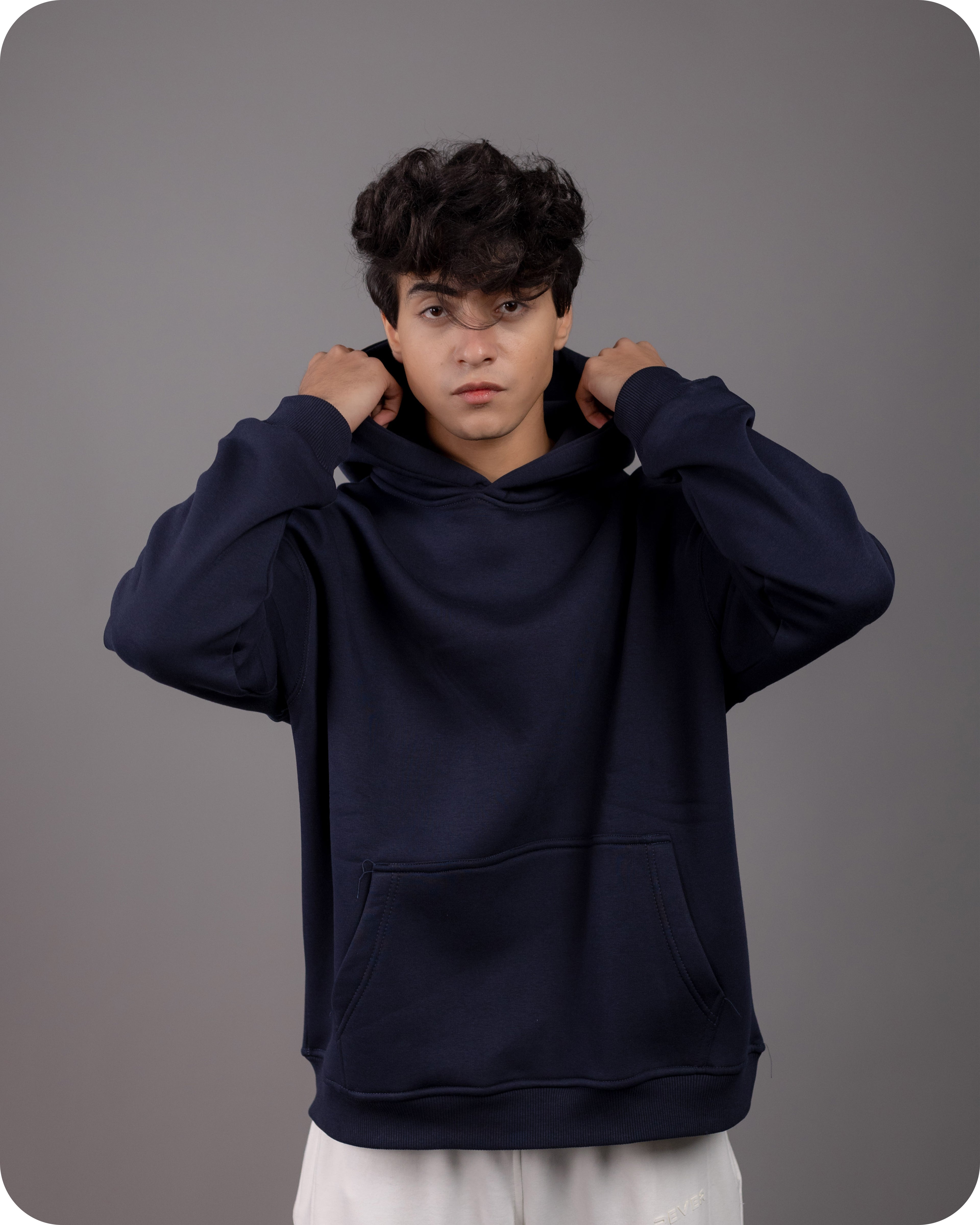 REVER – Oversized Hoodie – Navy PLAIN Hoodie Print – Premium soft fabric, relaxed fit for ultimate comfort and effortless street style.