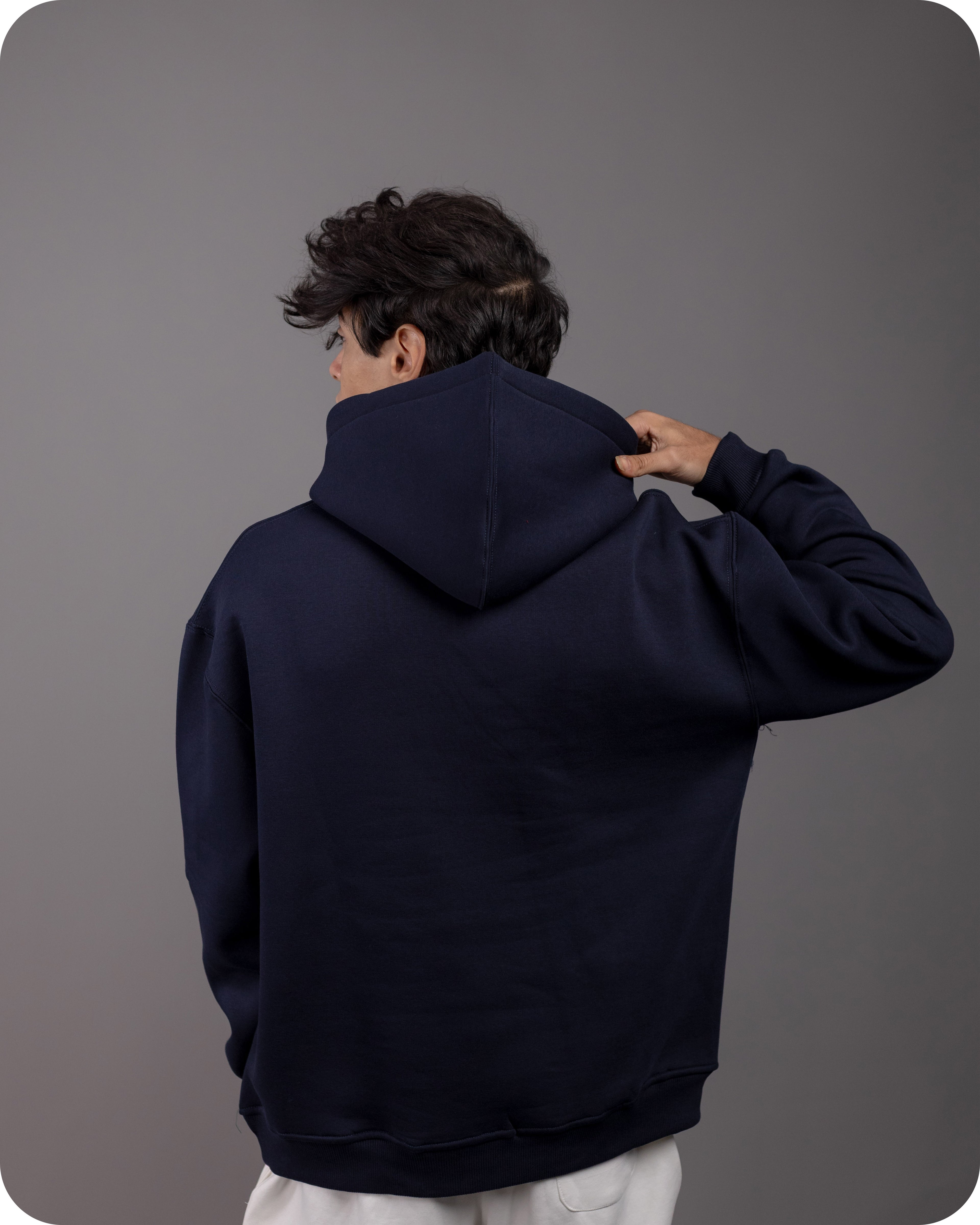REVER – Oversized Hoodie – Navy PLAIN Hoodie Print – Premium soft fabric, relaxed fit for ultimate comfort and effortless street style.