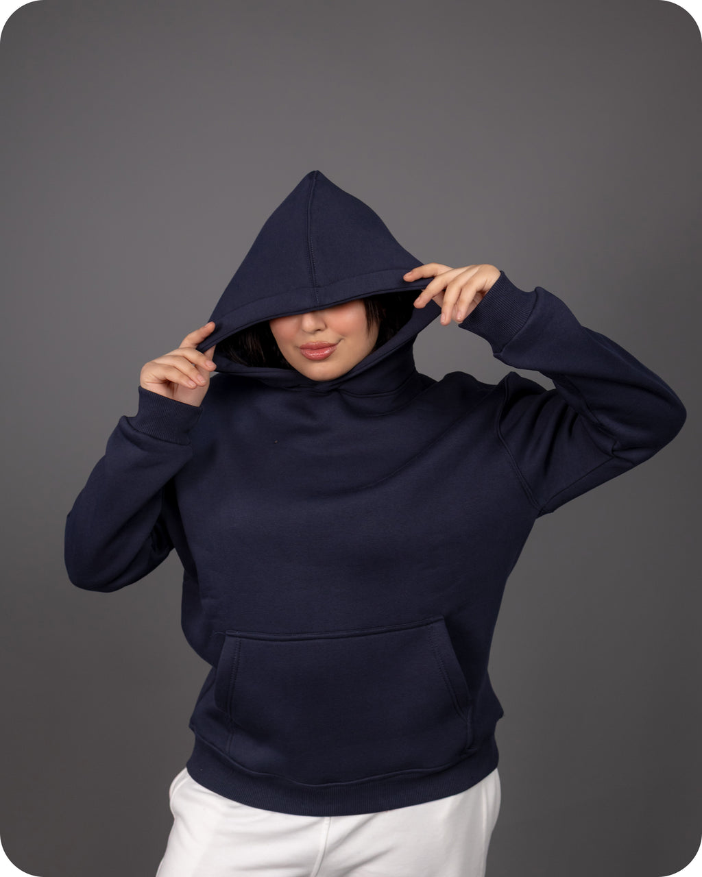 REVER – Oversized Hoodie – Navy PLAIN Hoodie Print – Premium soft fabric, relaxed fit for ultimate comfort and effortless street style.