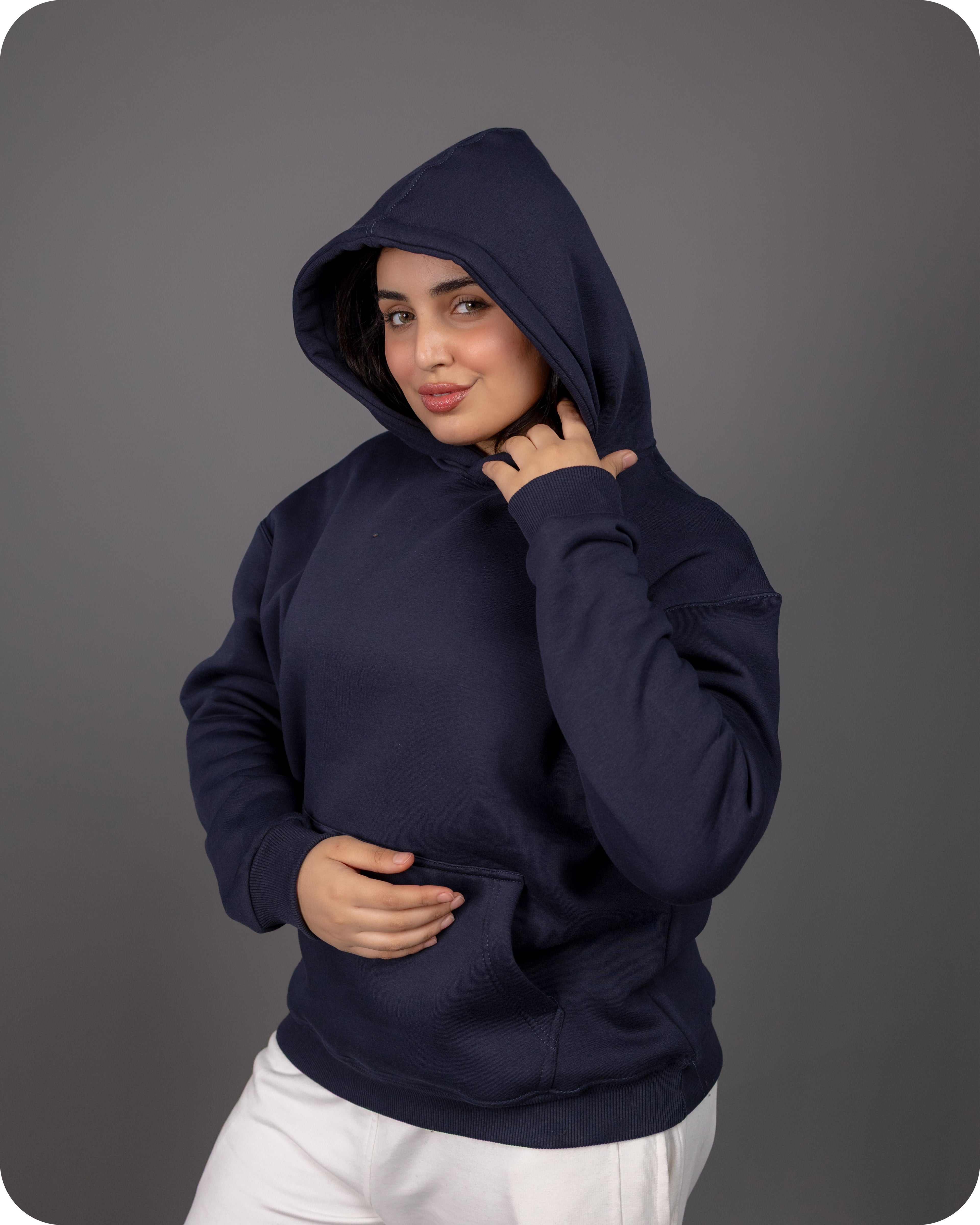 REVER – Oversized Hoodie – Navy PLAIN Hoodie Print – Premium soft fabric, relaxed fit for ultimate comfort and effortless street style.