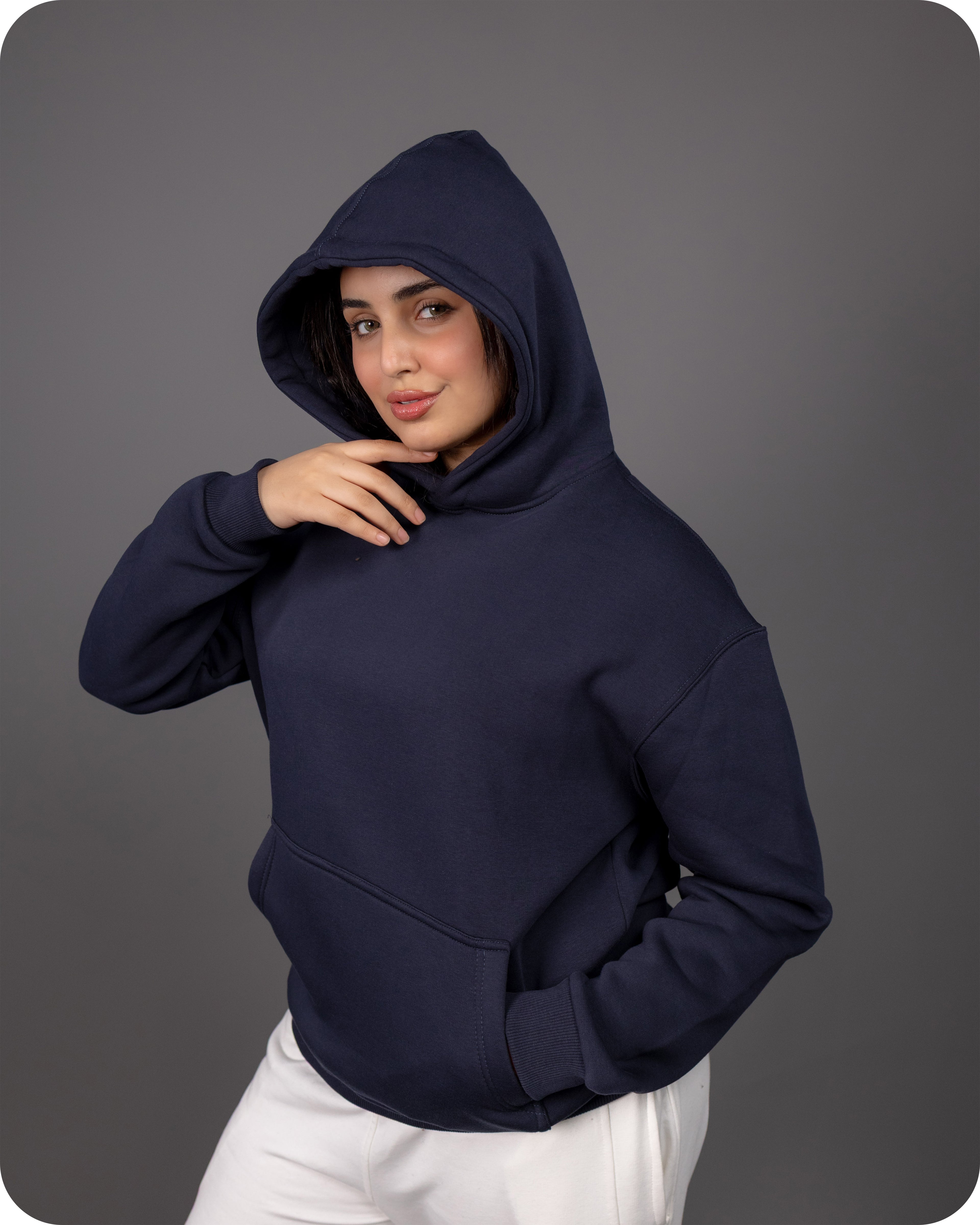 REVER – Oversized Hoodie – Navy PLAIN Hoodie Print – Premium soft fabric, relaxed fit for ultimate comfort and effortless street style.