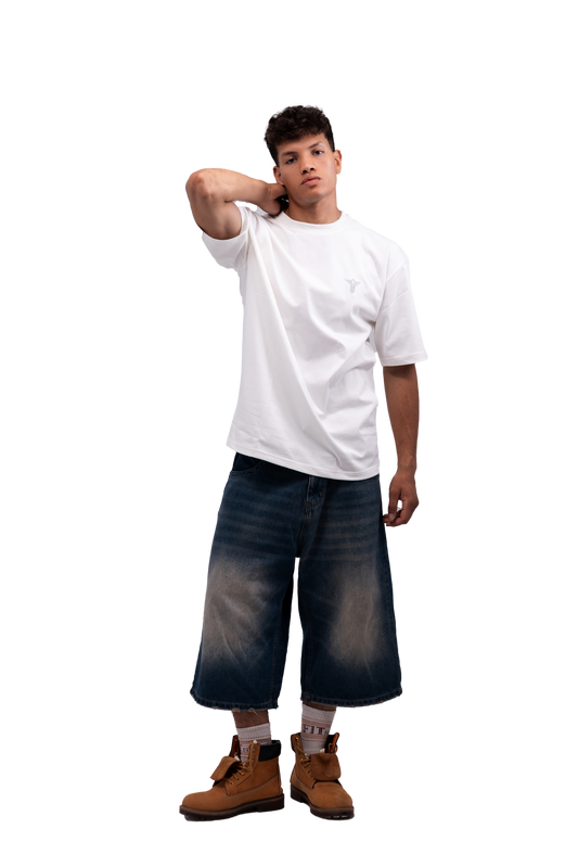 "Rever off-white plain oversized t-shirt shown from the back with clean, minimal design."