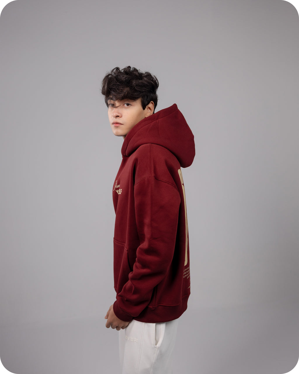 REVER – Oversized Hoodie – Burgundy SMART Print – Premium soft fabric, relaxed fit for ultimate comfort and effortless street style.
