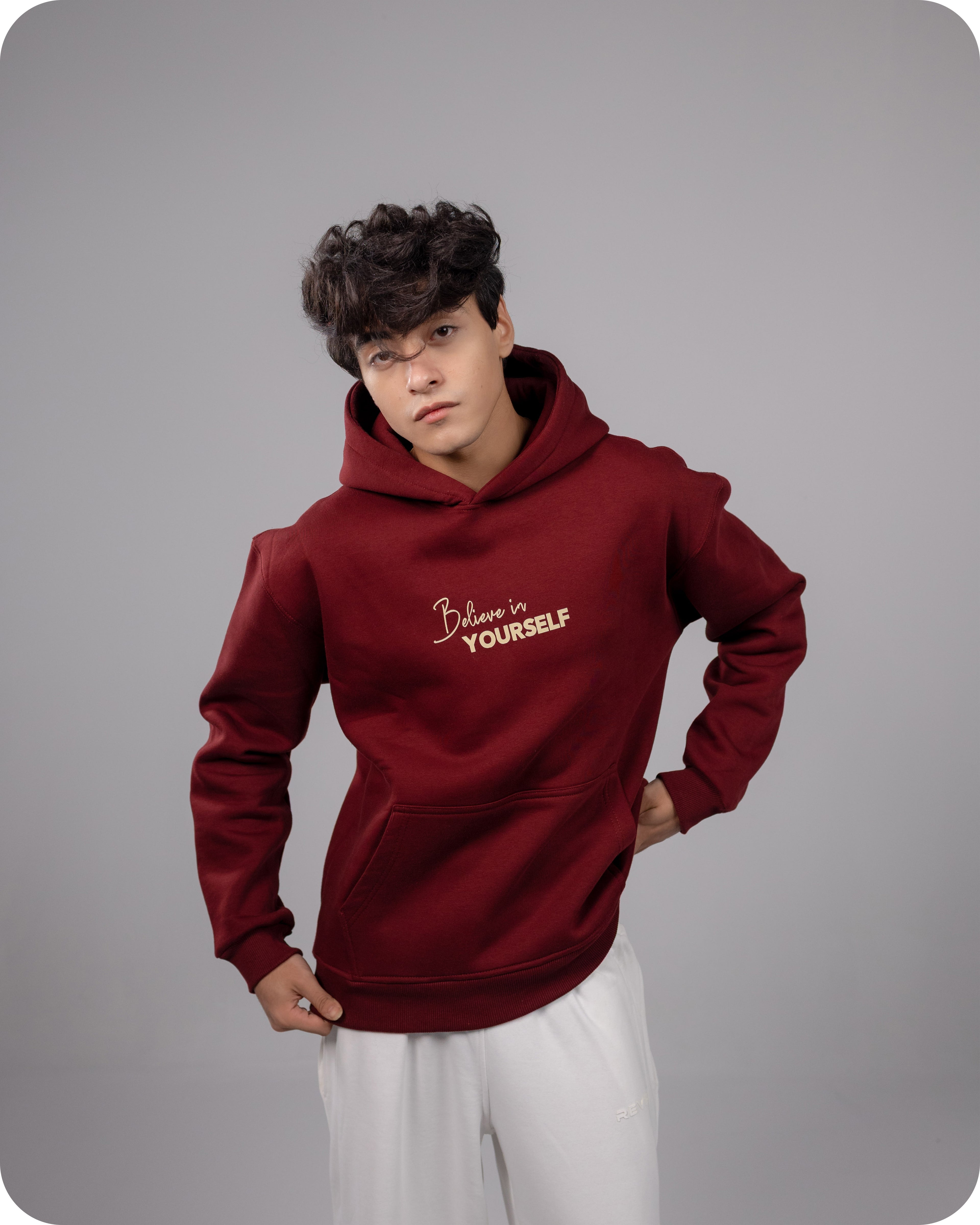 REVER – Oversized Hoodie – Burgundy SMART Print – Premium soft fabric, relaxed fit for ultimate comfort and effortless street style.