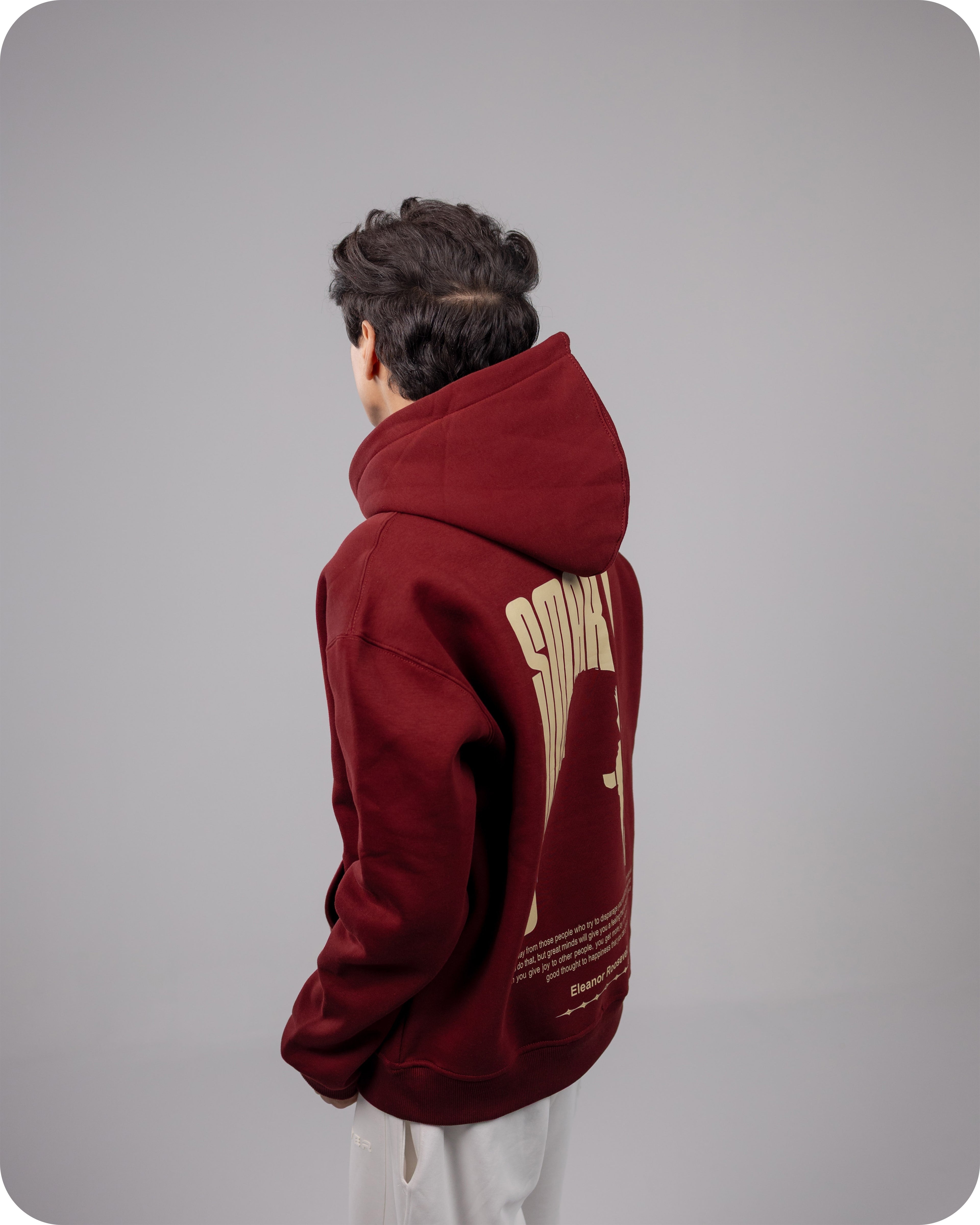 REVER – Oversized Hoodie – Burgundy SMART Print – Premium soft fabric, relaxed fit for ultimate comfort and effortless street style.