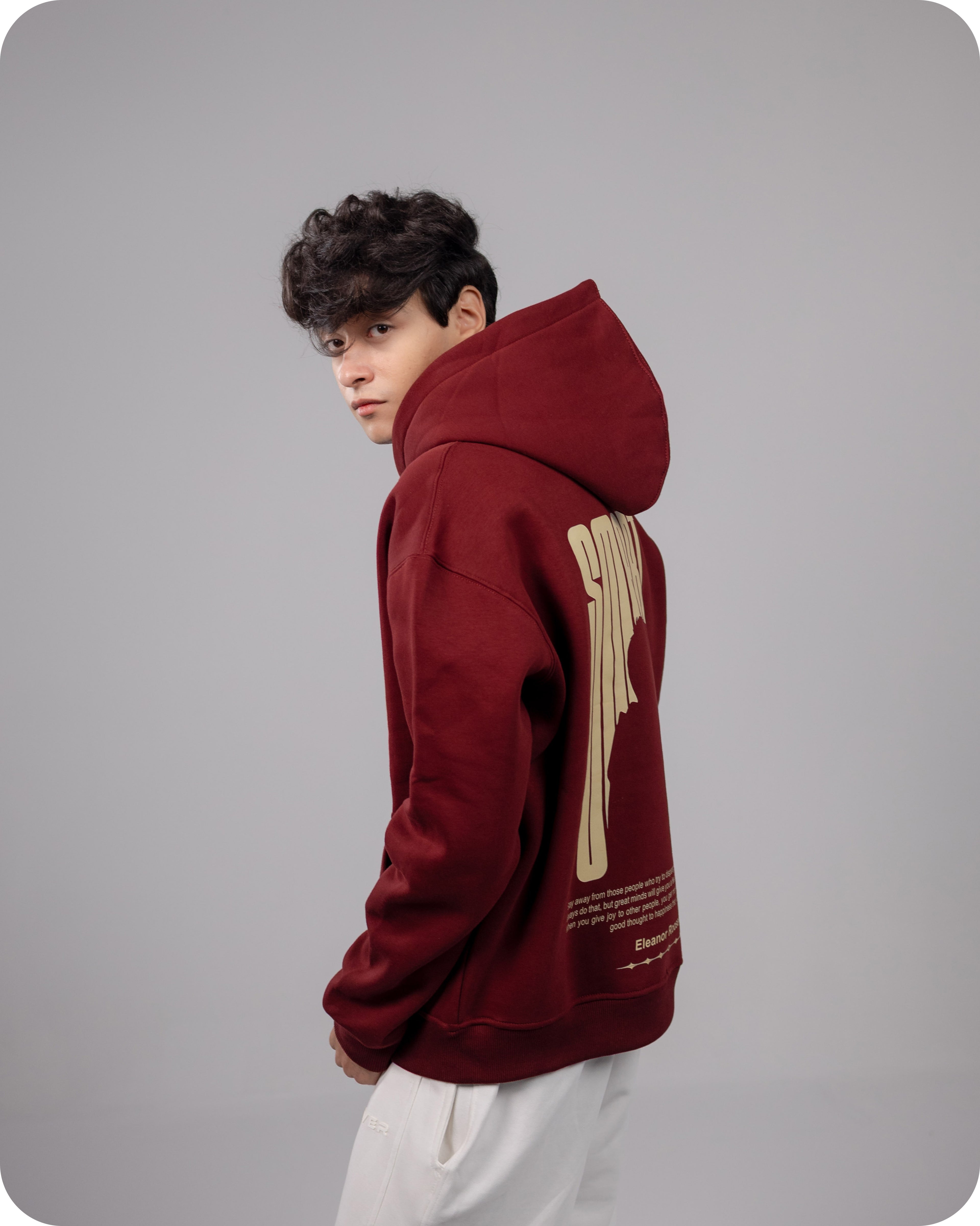REVER – Oversized Hoodie – Burgundy SMART Print – Premium soft fabric, relaxed fit for ultimate comfort and effortless street style.