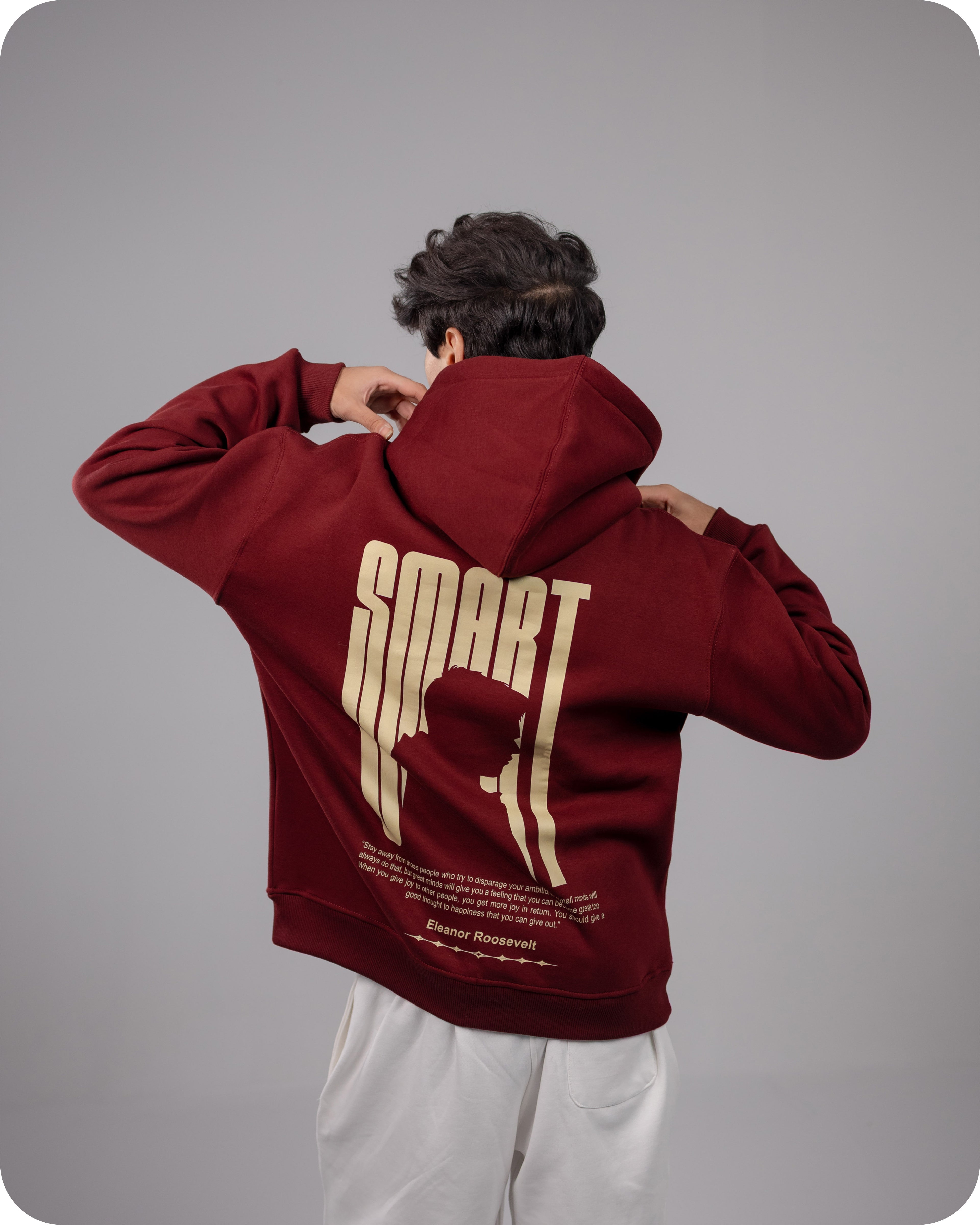 REVER – Oversized Hoodie – Burgundy SMART Print – Premium soft fabric, relaxed fit for ultimate comfort and effortless street style.