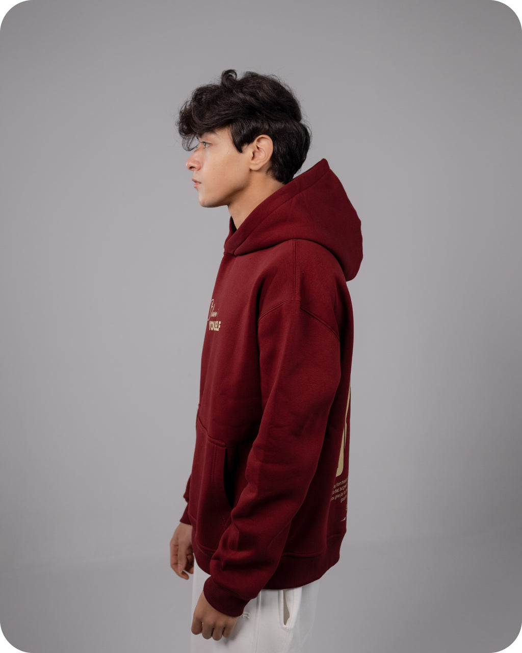 REVER – Oversized Hoodie – Burgundy SMART Print – Premium soft fabric, relaxed fit for ultimate comfort and effortless street style.