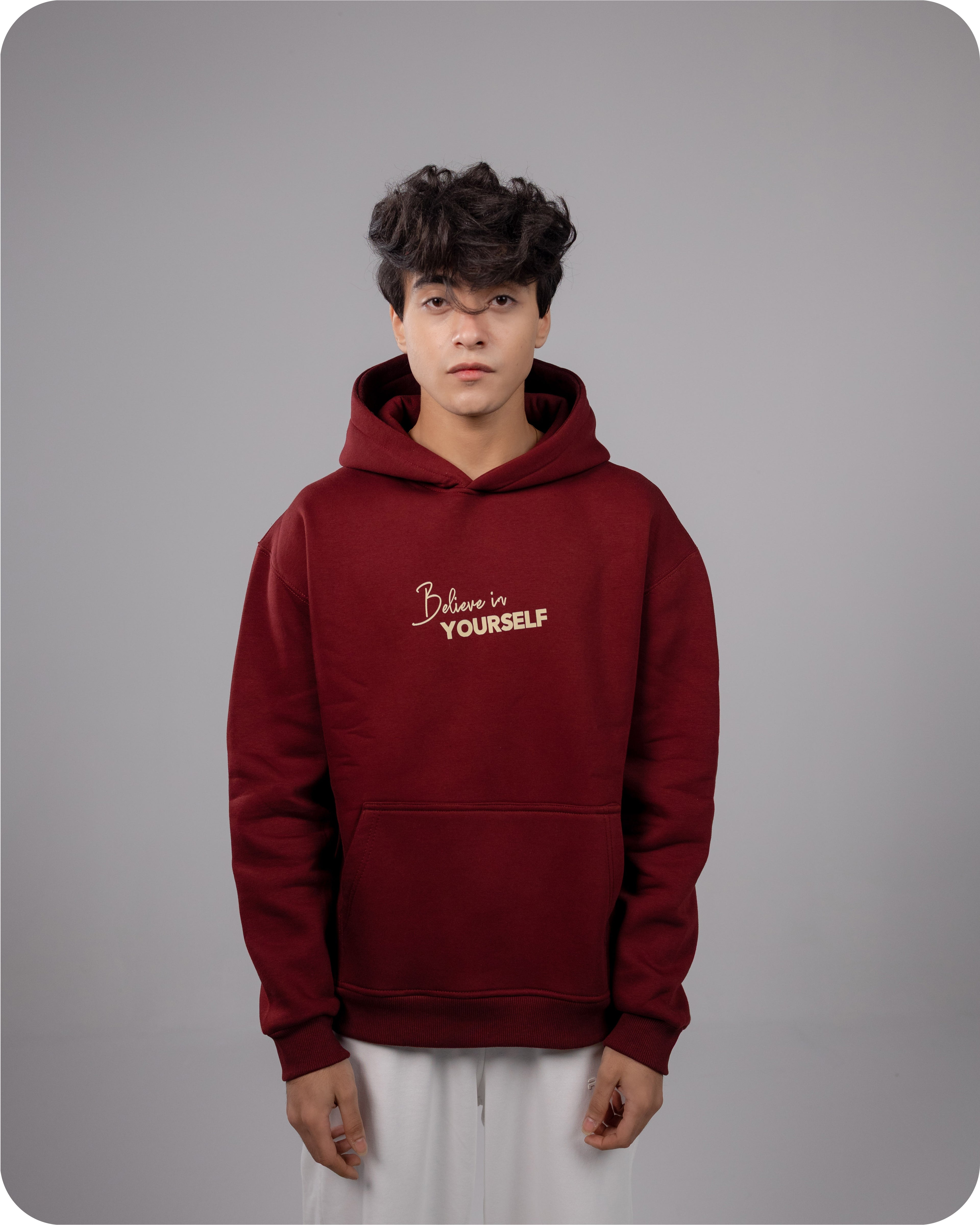 REVER – Oversized Hoodie – Burgundy SMART Print – Premium soft fabric, relaxed fit for ultimate comfort and effortless street style.