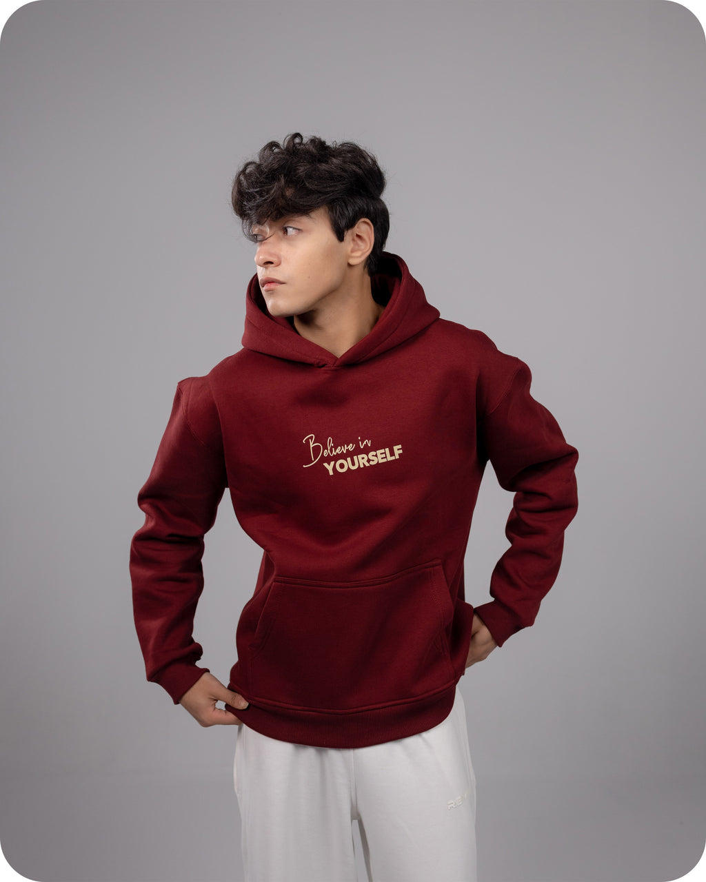 REVER – Oversized Hoodie – Burgundy SMART Print – Premium soft fabric, relaxed fit for ultimate comfort and effortless street style.