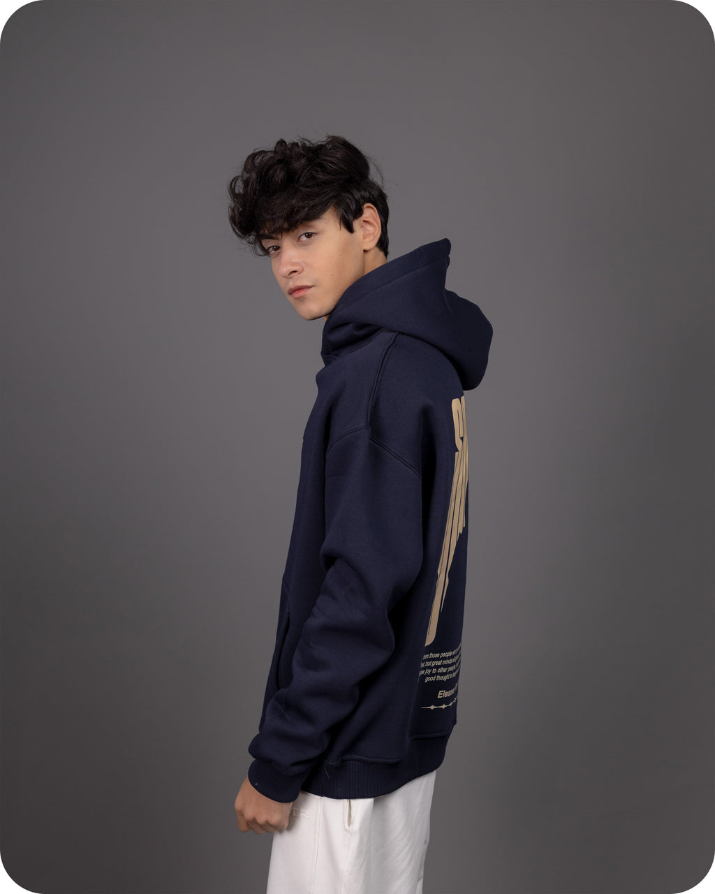 REVER – Oversized Hoodie – Navy SMART Print – Premium soft fabric, relaxed fit for ultimate comfort and effortless street style.