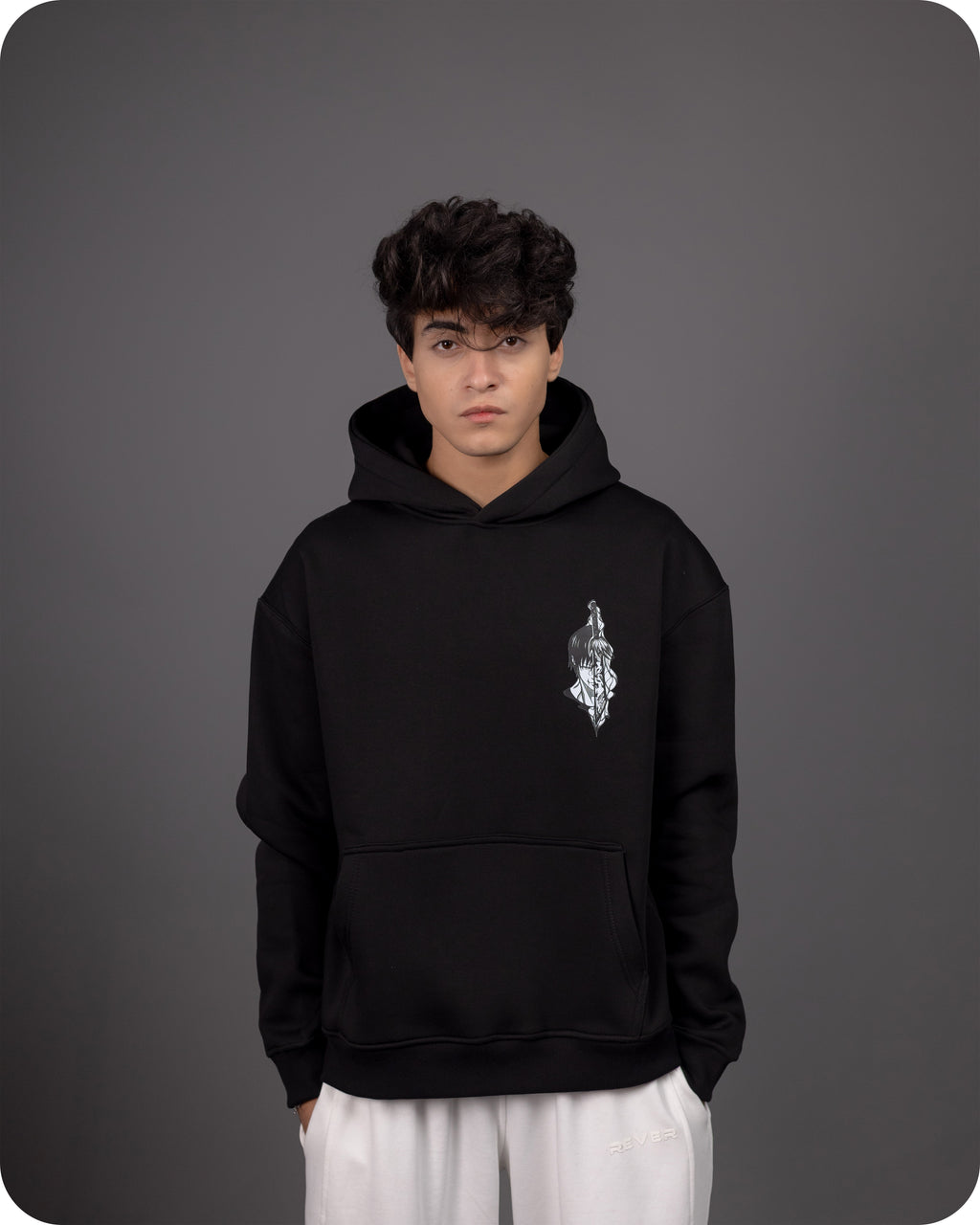 REVER – Oversized Hoodie – Black TOJI Print – Premium soft fabric, relaxed fit for ultimate comfort and effortless street style.