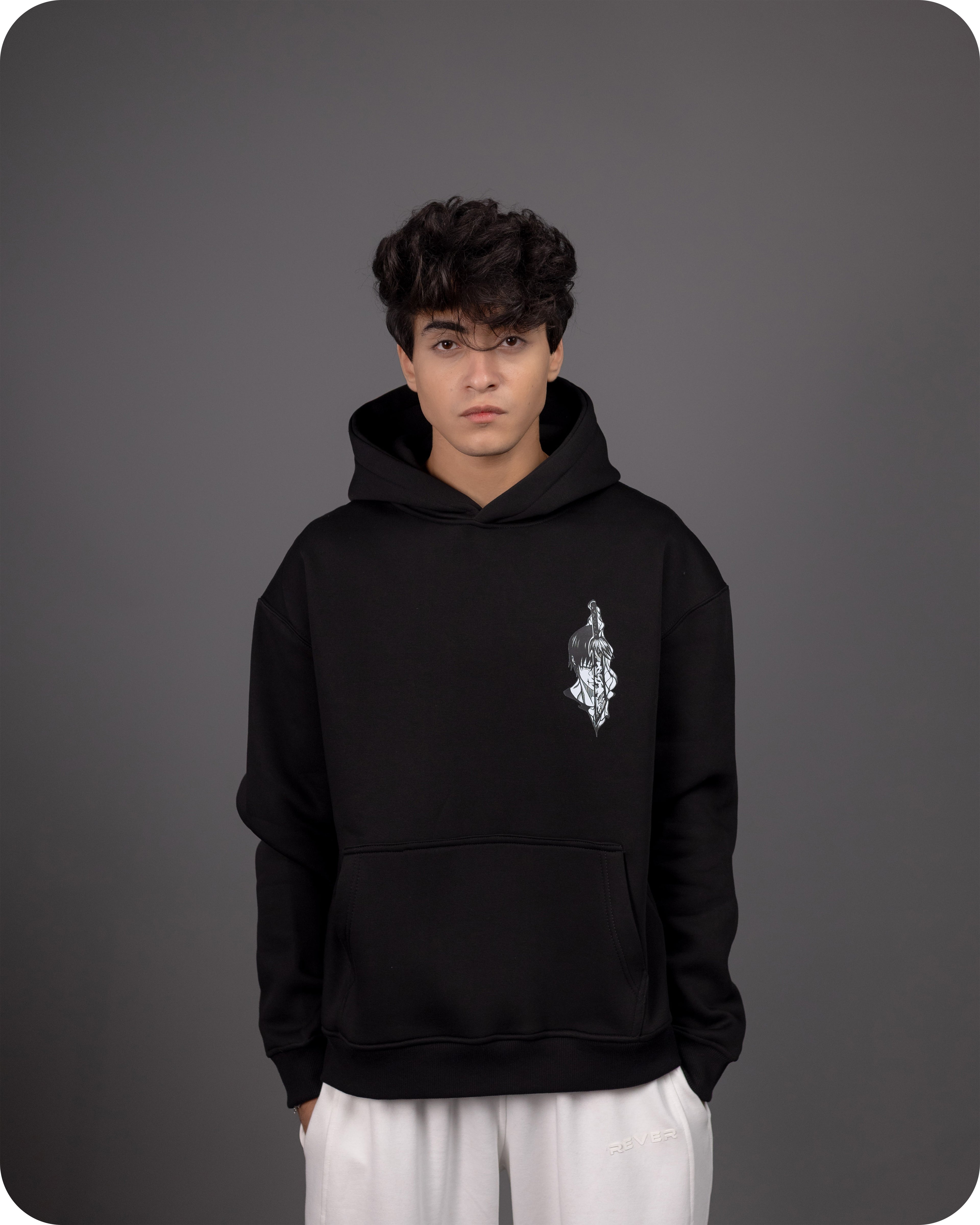 REVER – Oversized Hoodie – Black TOJI Print – Premium soft fabric, relaxed fit for ultimate comfort and effortless street style.
