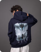 REVER – Oversized Hoodie – Navy WINTER IS COMING Print – Premium soft fabric, relaxed fit for ultimate comfort and effortless street style.