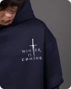 REVER – Oversized Hoodie – Navy WINTER IS COMING Print – Premium soft fabric, relaxed fit for ultimate comfort and effortless street style.